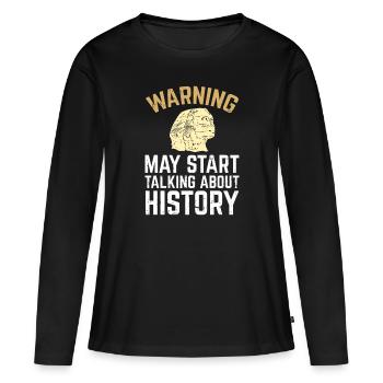 Professeur d'histoire - T-shirt manches longues Premium bio Femme - noir - Devant - Julia (174cm)
