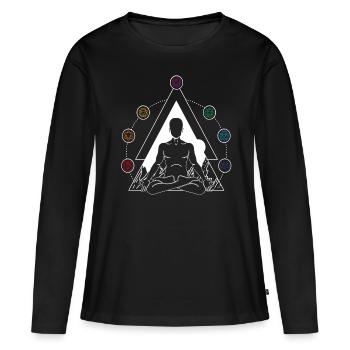 Yoga Chakra Spiritual Meditation 7 chakras - T-shirt manches longues Premium bio Femme - noir - Devant - Julia (174cm)