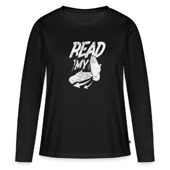 Langue des signes ASL Langue des signes sourde - T-shirt manches longues Premium bio Femme - noir - Devant - Julia (174cm)
