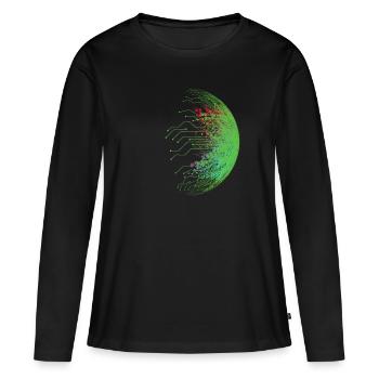 Code binaire - T-shirt manches longues Premium bio Femme - noir - Devant - Julia (174cm)