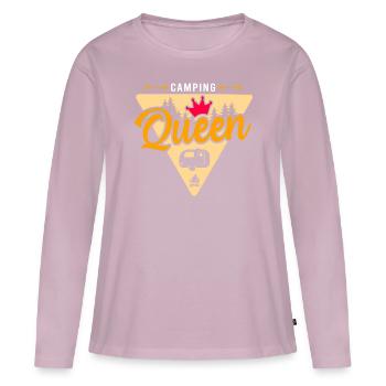 Camping Queen - T-shirt manches longues Premium bio Femme - rose poudré - Devant - Julia (174cm)