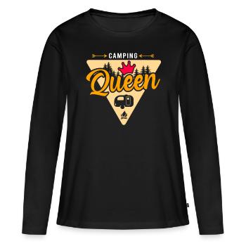 Camping Queen - T-shirt manches longues Premium bio Femme - noir - Devant - Julia (174cm)