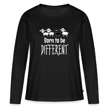 Né pour être différent. Mouton noir - T-shirt manches longues Premium bio Femme - noir - Devant - Julia (174cm)