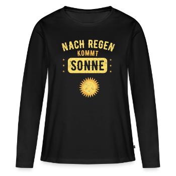 Nach Regen Kommt Sonne Nord Plattdeutsch Spruch - Frauen Premium Bio Langarmshirt - Schwarz - Vorne - Julia (174cm)