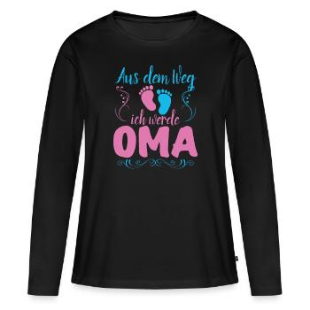 Aus dem Weg ich werde Oma - Nachwuchs Enkel - Frauen Premium Bio Langarmshirt - Schwarz - Vorne - Julia (174cm)