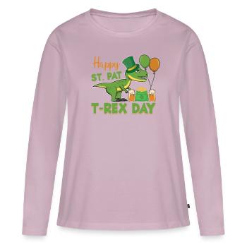 St. Patricks Day T-Rex - Women's Premium Organic Long Sleeve Shirt - dusky pink - Front - Julia (174cm)