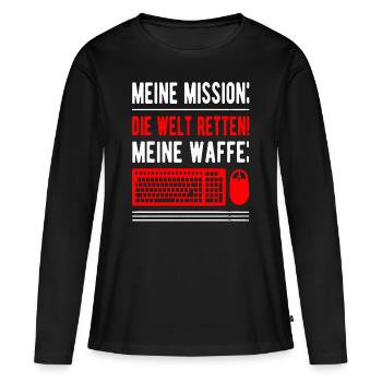 Gaming Gamer Gaming Gaming Gaming Gaming - Frauen Premium Bio Langarmshirt - Schwarz - Vorne - Julia (174cm)