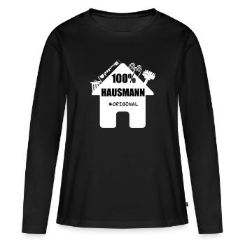 Hausmann Original Geschenkidee Vaterschaft Lustig - Frauen Premium Bio Langarmshirt - Schwarz - Vorne - Julia (174cm)