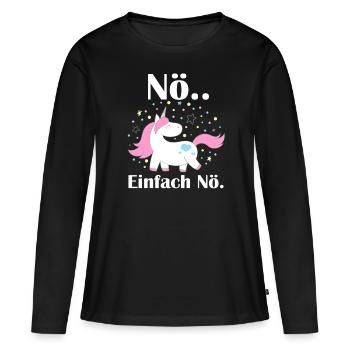 Nö Einhorn Lustiger Spruch Stiolzes Einhorn - Frauen Premium Bio Langarmshirt - Schwarz - Vorne - Julia (174cm)