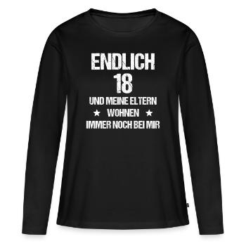 Endlich 18 - Frauen Premium Bio Langarmshirt - Schwarz - Vorne - Julia (174cm)