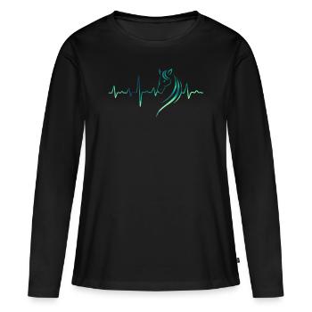 Cheval cavalier cadeau de cavalier - T-shirt manches longues Premium bio Femme - noir - Devant - Julia (174cm)
