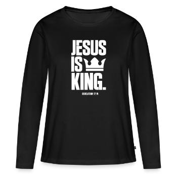 Jésus - T-shirt manches longues Premium bio Femme - noir - Devant - Julia (174cm)