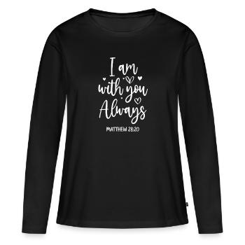 Jésus - T-shirt manches longues Premium bio Femme - noir - Devant - Julia (174cm)