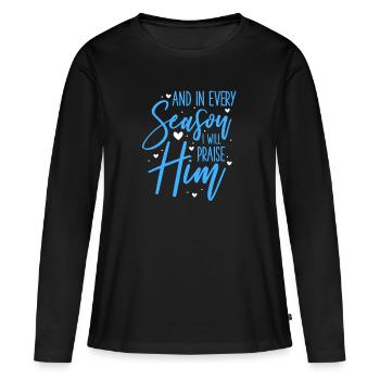 Jésus - T-shirt manches longues Premium bio Femme - noir - Devant - Julia (174cm)