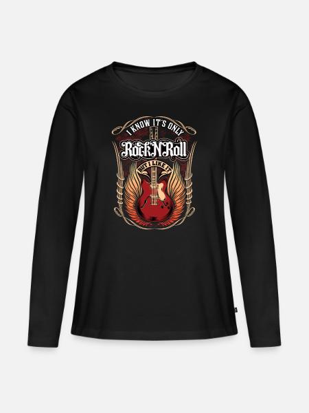 rock roll - rock shirt with flames - Women's Premium Organic Long Sleeve Shirt - black