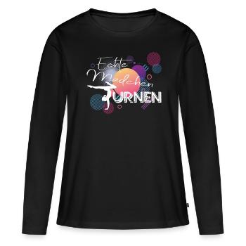 Echte Mädchen Turnen Geschenkidee für Turnerin - Frauen Premium Bio Langarmshirt - Schwarz - Vorne - Julia (174cm)