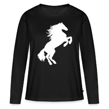 Cheval blanc moisi - Chevaux T shirt & sweat à capuche - T-shirt manches longues Premium bio Femme - noir - Devant - Julia (174cm)
