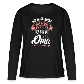 Ich bin die Oma Großmutter Lustige Oma Sprüche - Frauen Premium Bio Langarmshirt - Schwarz - Vorne - Julia (174cm)