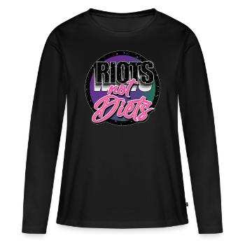 Des émeutes, pas des régimes - T-shirt manches longues Premium bio Femme - noir - Devant - Julia (174cm)