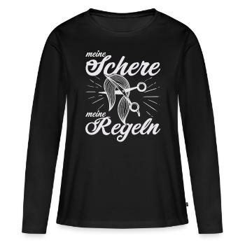 Meine Schere meine Regeln - Frauen Premium Bio Langarmshirt - Schwarz - Vorne - Julia (174cm)