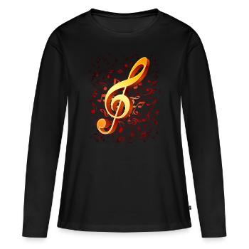 Notenschlüssel Violinschlüssel Noten Musik Musiker - Frauen Premium Bio Langarmshirt - Schwarz - Vorne - Julia (174cm)