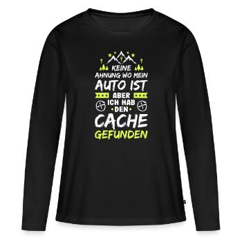 Geocaching Keine Ahnung Geocacher Cache Geocachen - Frauen Premium Bio Langarmshirt - Schwarz - Vorne - Julia (174cm)