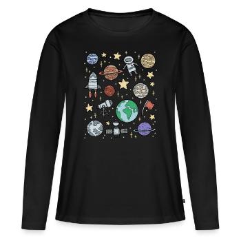 Univers Espace Espace - T-shirt manches longues Premium bio Femme - noir - Devant - Julia (174cm)