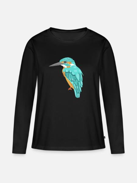 Eisvogel - Frauen Premium Bio Langarmshirt - Schwarz