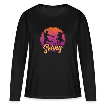 Swing - Frauen Premium Bio Langarmshirt - Schwarz - Vorne - Julia (174cm)