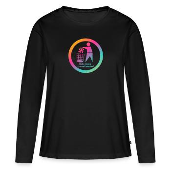 FCK NZS - Die Welt ist bunt! - Gegen Rechts - Frauen Premium Bio Langarmshirt - Schwarz - Vorne - Julia (174cm)