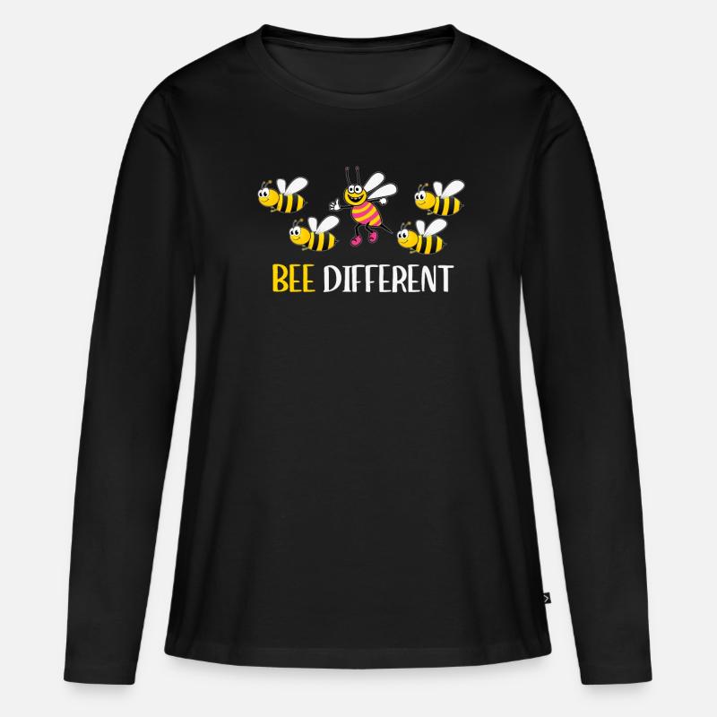 Be different - be yourself - Bienen Bee Sprüche - Frauen Premium Bio Langarmshirt - Schwarz