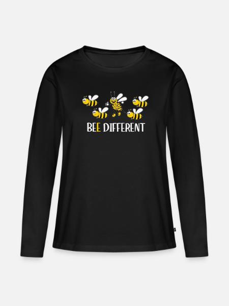 Be different - anders sein - Bienen Bee Fun süß - Frauen Premium Bio Langarmshirt - Schwarz