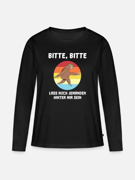 Marathon Laufen Faultier - Frauen Premium Bio Langarmshirt - Schwarz
