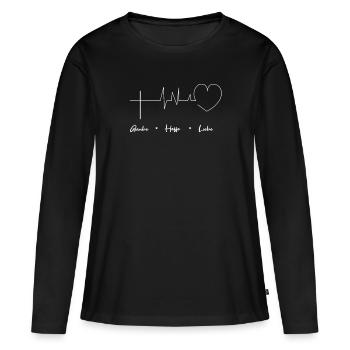 Foi J’espère que je suis croyant - T-shirt manches longues Premium bio Femme - noir - Devant - Julia (174cm)