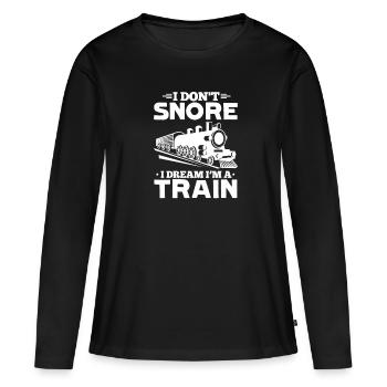 Modelleisenbahn - Frauen Premium Bio Langarmshirt - Schwarz - Vorne - Julia (174cm)