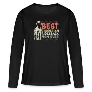 Rhodesian Ridgeback Mom Geschenkidee - Frauen Premium Bio Langarmshirt - Schwarz - Vorne - Julia (174cm)