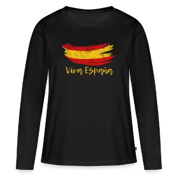 Viva España, Spain, Gift - Women's Premium Organic Long Sleeve Shirt - black - Front - Julia (174cm)