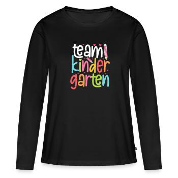 Kindergarten - Frauen Premium Bio Langarmshirt - Schwarz - Vorne - Julia (174cm)