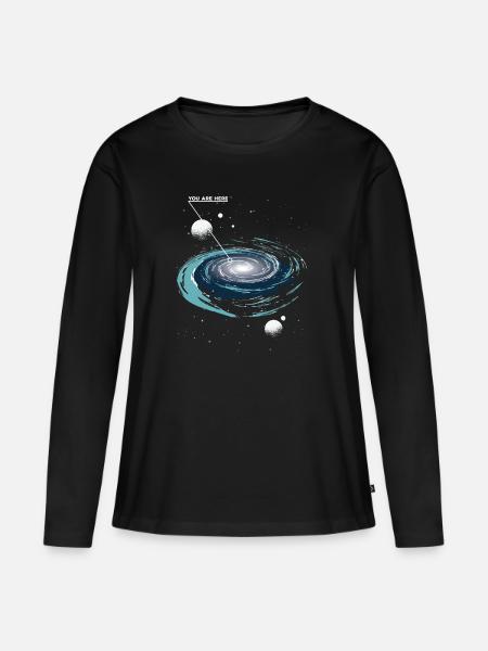 You are here Galaxy - Frauen Premium Bio Langarmshirt - Schwarz