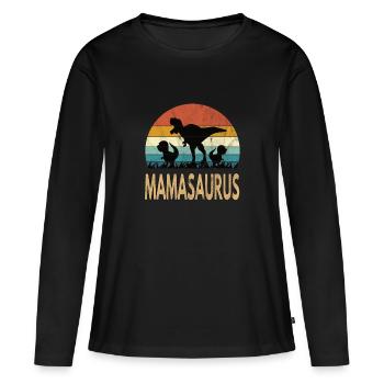 Mamasaurus Rex Dinosaurier Dino - Frauen Premium Bio Langarmshirt - Schwarz - Vorne - Julia (174cm)