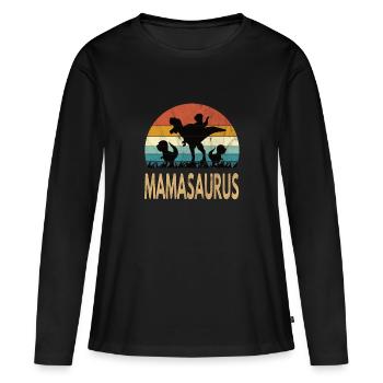 Mamasaurus Rex Dinosaurier Dino - Frauen Premium Bio Langarmshirt - Schwarz - Vorne - Julia (174cm)