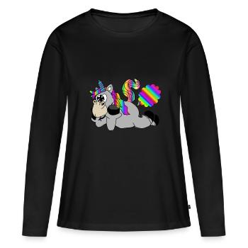 péter péter licorne - T-shirt manches longues Premium bio Femme - noir - Devant - Julia (174cm)