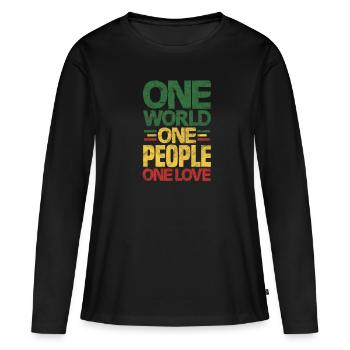 Rasta Rastafarian Reggae Jamaica Ragga Gift - T-shirt manches longues Premium bio Femme - noir - Devant - Julia (174cm)