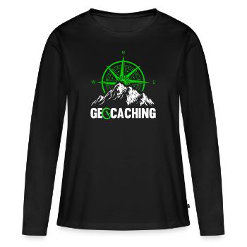 Cadeau Geocaching Cache Radar GPS Geocacher - T-shirt manches longues Premium bio Femme - noir - Devant - Julia (174cm)