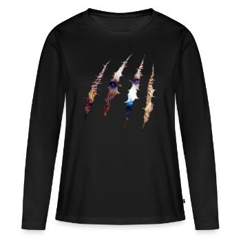 Bär - Frauen Premium Bio Langarmshirt - Schwarz - Vorne - Julia (174cm)
