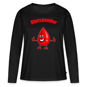 Don de sang cadeau idée cadeau don de sang - T-shirt manches longues Premium bio Femme - noir - Devant - Julia (174cm)