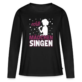 Echte Mädchen singen Sängerin Singen Hobby - Frauen Premium Bio Langarmshirt - Schwarz - Vorne - Julia (174cm)