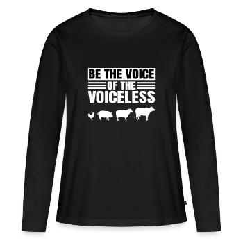 Soyez la voix des sans voix - T-shirt manches longues Premium bio Femme - noir - Devant - Julia (174cm)
