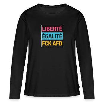 Maillot Liberté Égalité FCK AFD - T-shirt manches longues Premium bio Femme - noir - Devant - Julia (174cm)