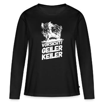 Jäger Jagen Jagd Geiler Keiler Versaut - Frauen Premium Bio Langarmshirt - Schwarz - Vorne - Julia (174cm)